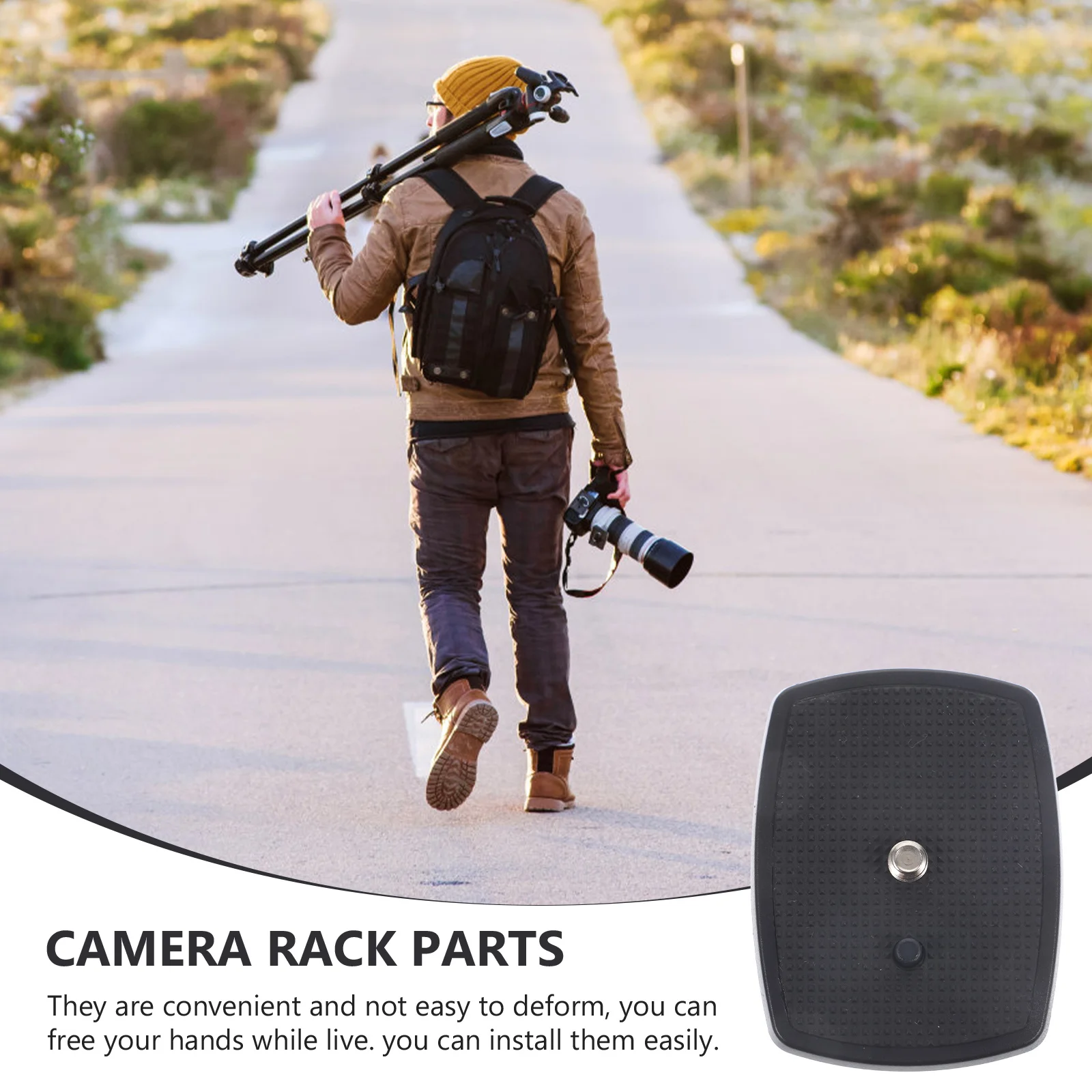 

2Pcs Quick Install Camera Rack Parts Board Durable ABS Metal Stable Wear-Resistant Prevent Slippery Camera Shelf Holder Black