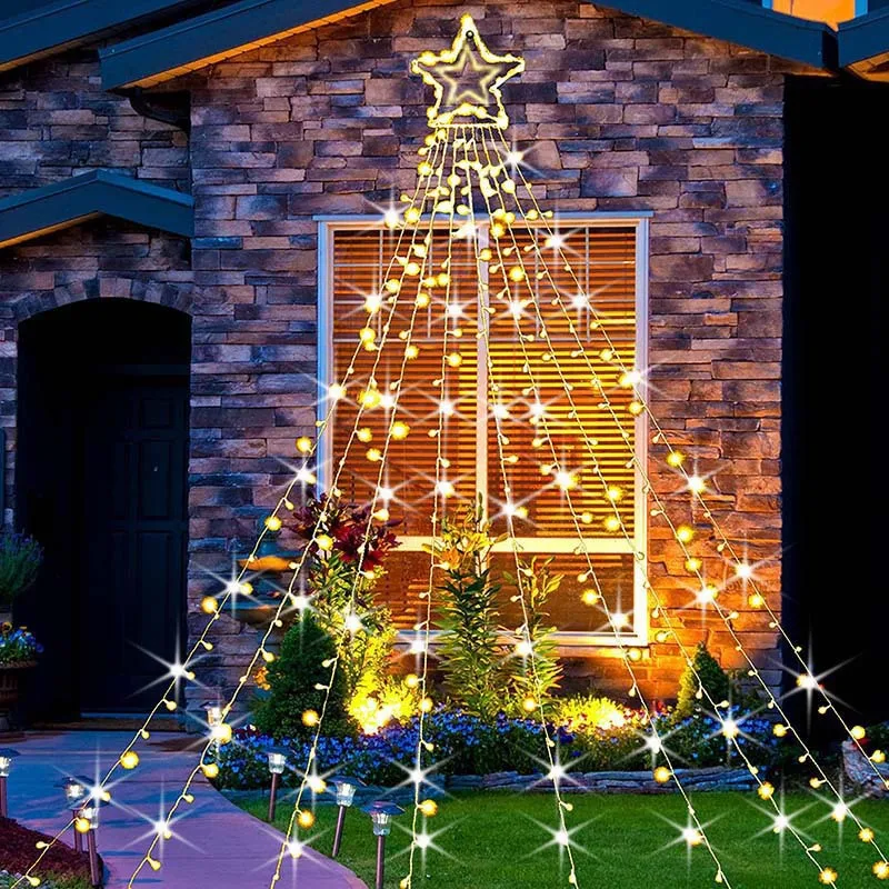 Impermeável Solar Luzes LED, Decorações De Natal, 8 Modos, Árvore De Luz, Luzes Do Pátio, Decoração Do Jardim, Casamento, Quintal, Varanda, Presente, 2025