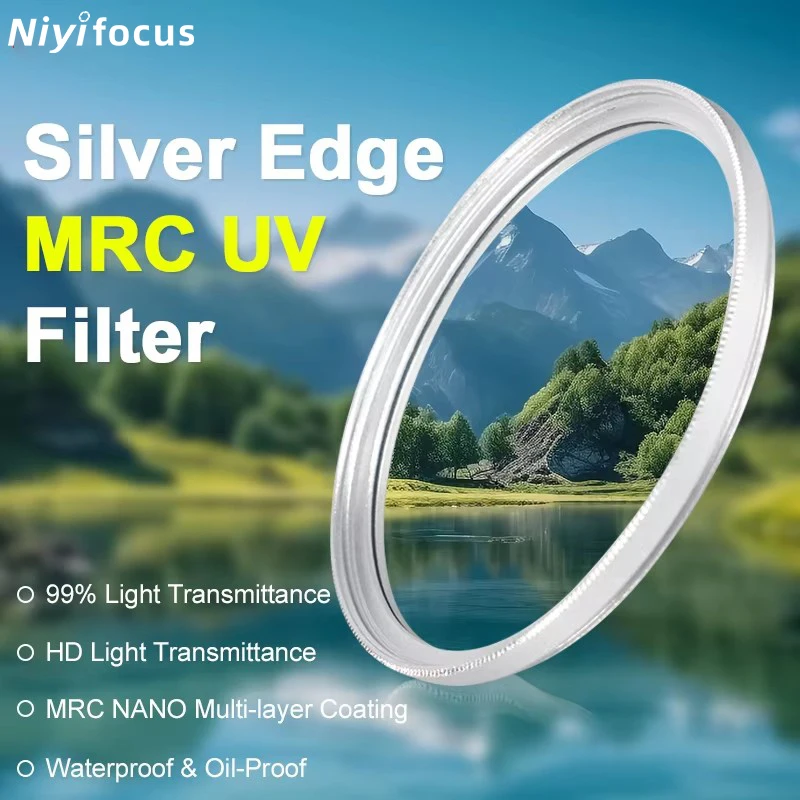 Niyi Silver Frame MRC UV Camera Filter Nano Multi-Layer Coating HD Optical Glass Waterproof Anti-Scratch Protector Lens Filter
