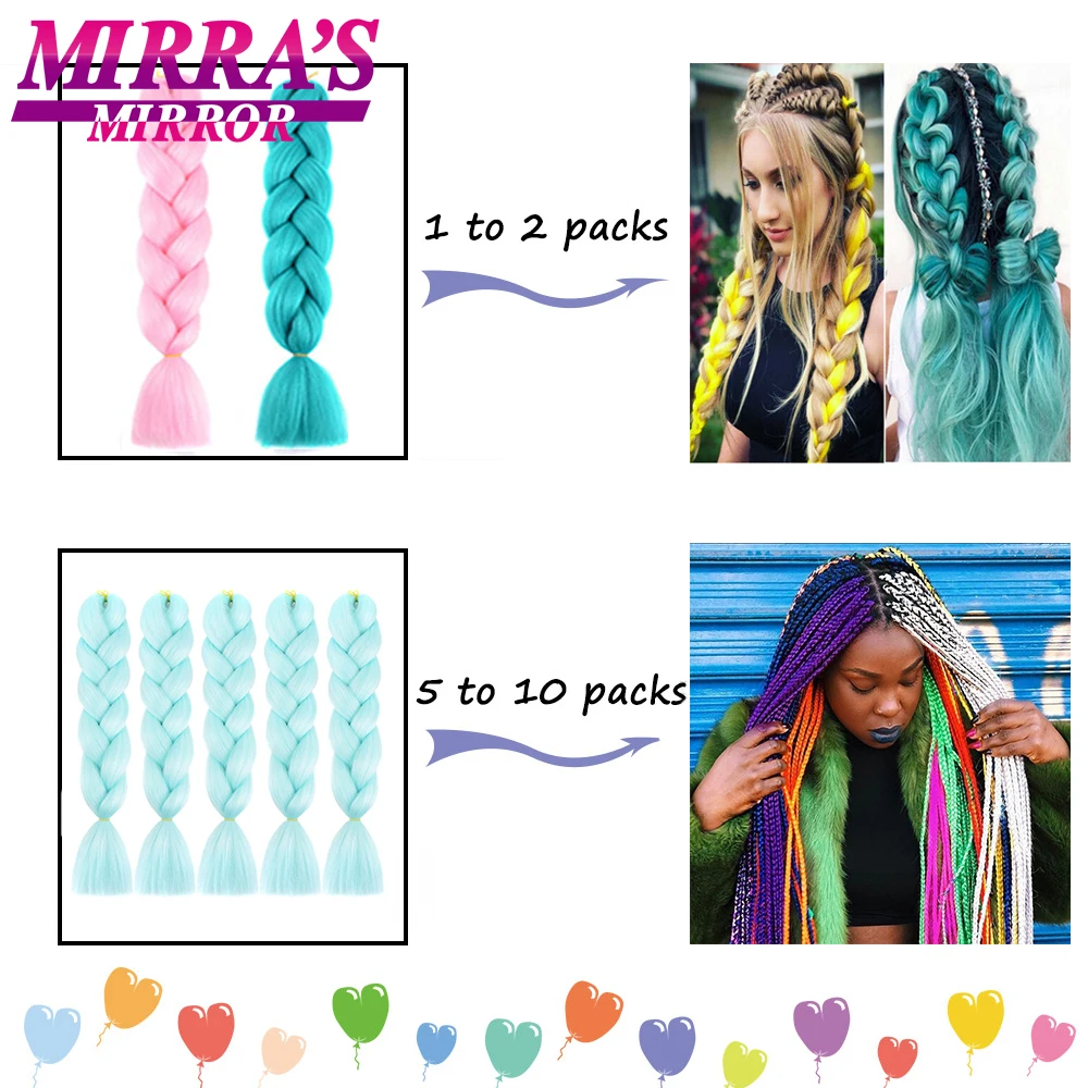 Mirra's Mirror-extensiones de cabello trenzado sintético para mujer, cabello trenzado Jumbo degradado, peinado DIY, rosa, morado, amarillo, venta al por mayor