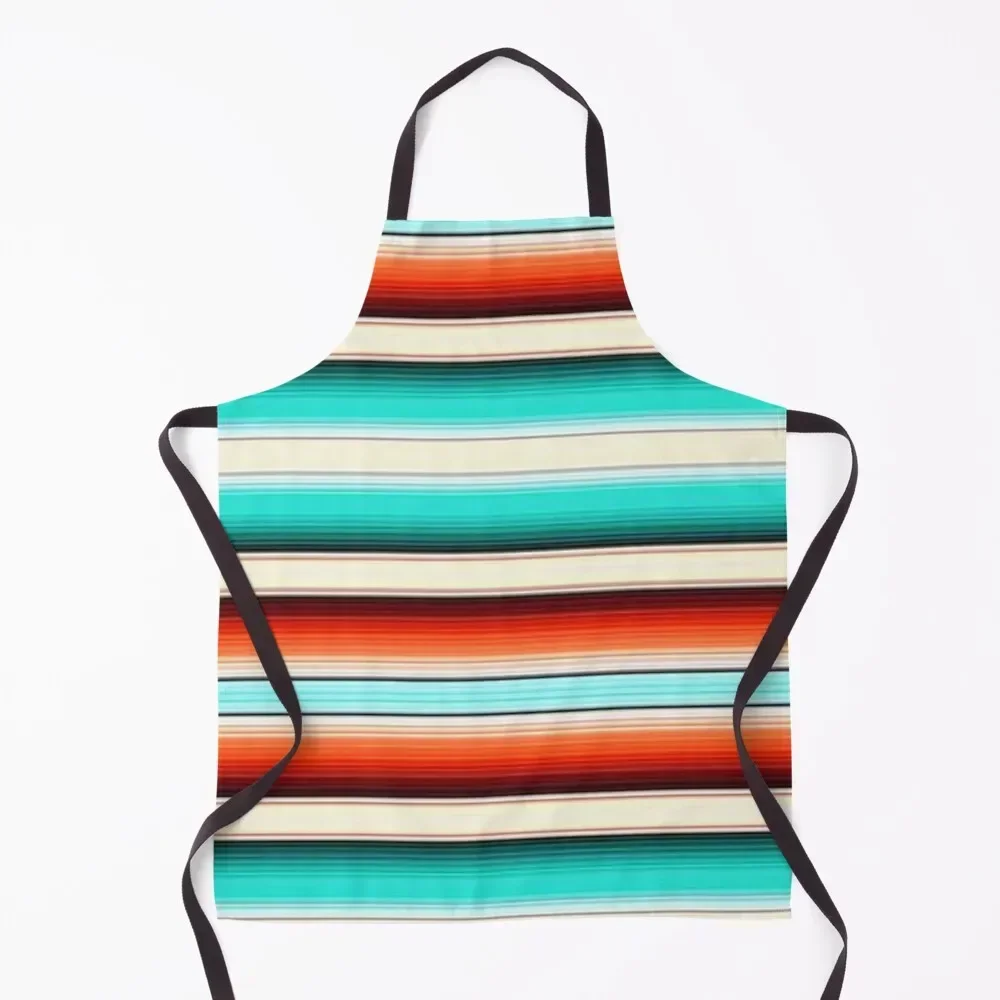 

Serape Western Southwestern Desert Sunset Mexican Striped Teal Turquoise Ranch Cowgirl Women Fashion Apron