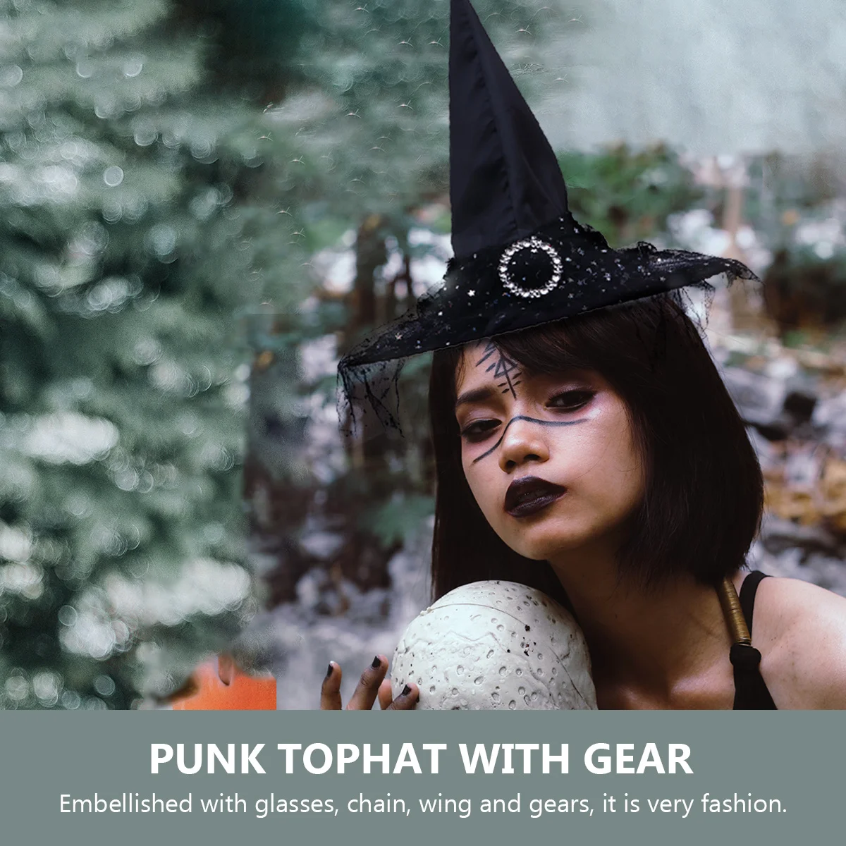 

2Pcs Witch Hats Black Durable Sturdy Mesh Chic Universal Headwear Halloween Party Cosplay Photo Props Chic Witch Hats