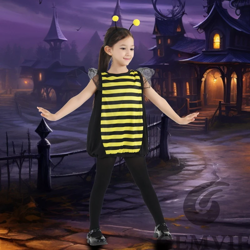 Cute Baby Bee Costume Halloween Cosplay Costume Kids Carnival Party Fancy Insect Animal Dress Up Clothes