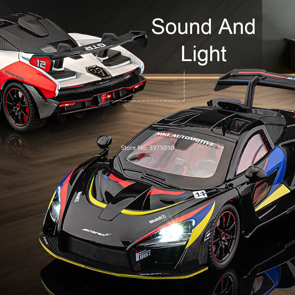 1:24 สเกลเซนน่ารุ่นรถของเล่นอัลลอยด์ไดคาสพร้อมดึงกลับโมเดลจิ๋วเพลงเบาสำหรับของขวัญวันเกิดเด็ก