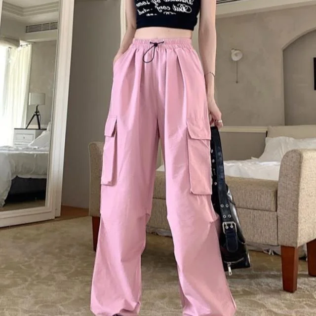   Pantalon décontracté couleur, vêtements de travail rétro pour femmes, taille mi-basse, tissu PVC, autre matériau, Collection hiver 00%