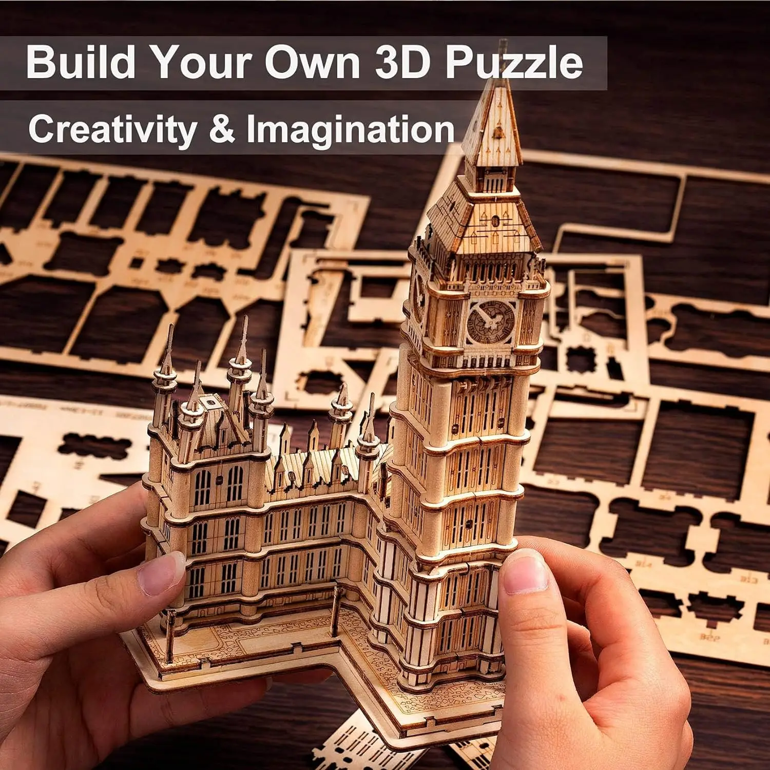 Robotime Big Ben 3D Puzzle Wooden Model Kits Building Construction Crafts Kits Best Birthday Gifts  for Adult