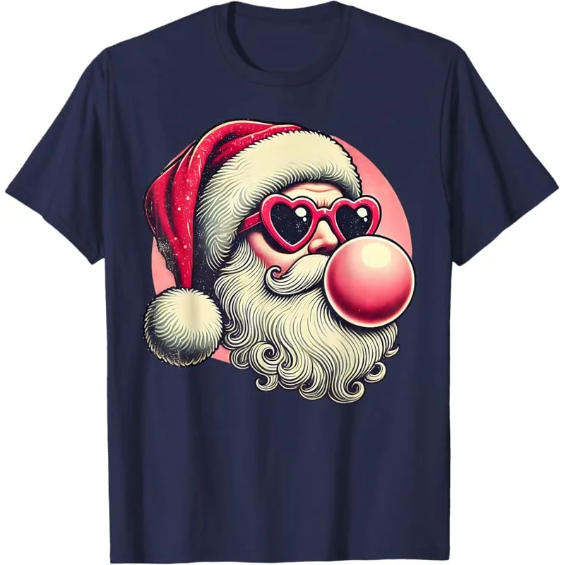 

Merry Christmas Vintage Girly Santa Blowing Bubble Gum Santa Mens T-Shirt