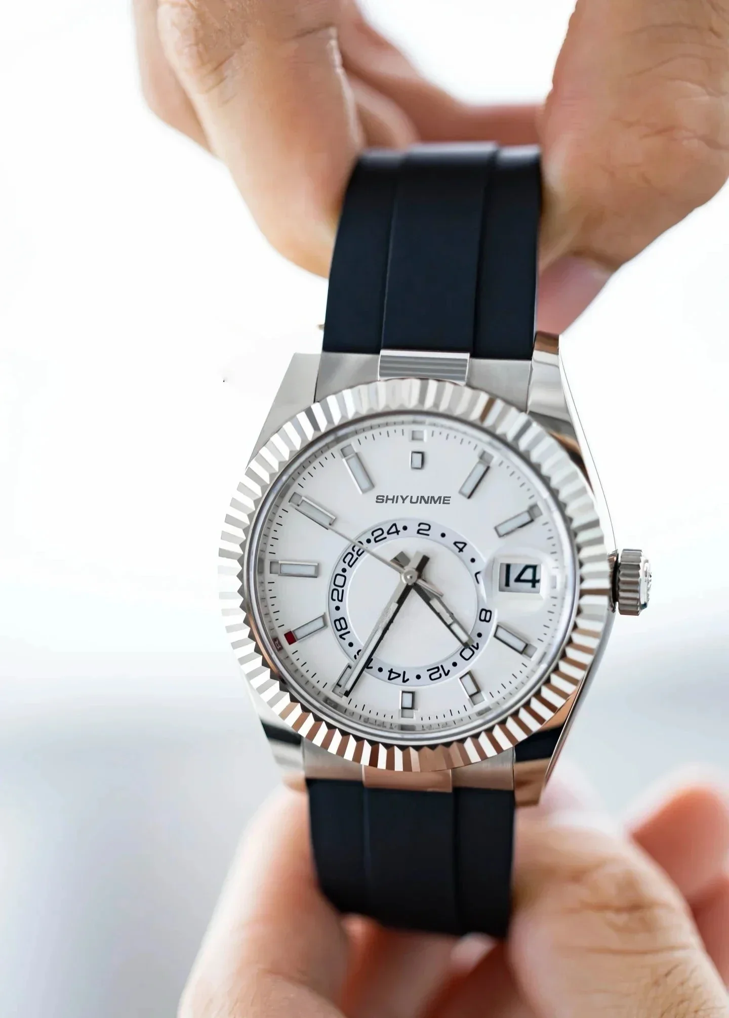 A333 Магазин 904, спортивные автоматические механические часы с календарем, унисекс, полностью функциональный внутренний календарь, вращающийся из нержавеющей стали