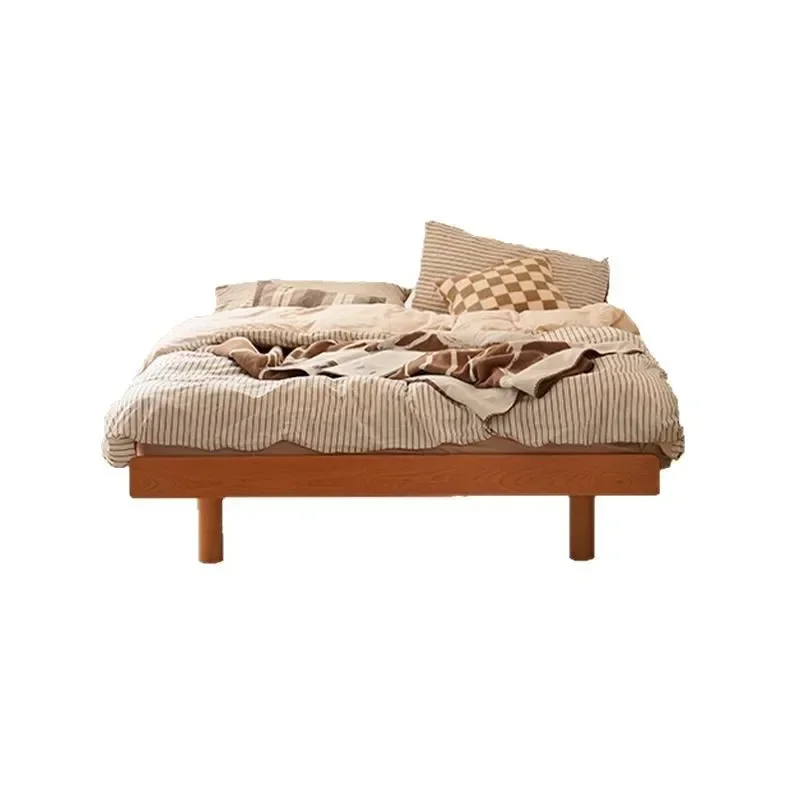Nordic solid wood flat edge tatami without bedside