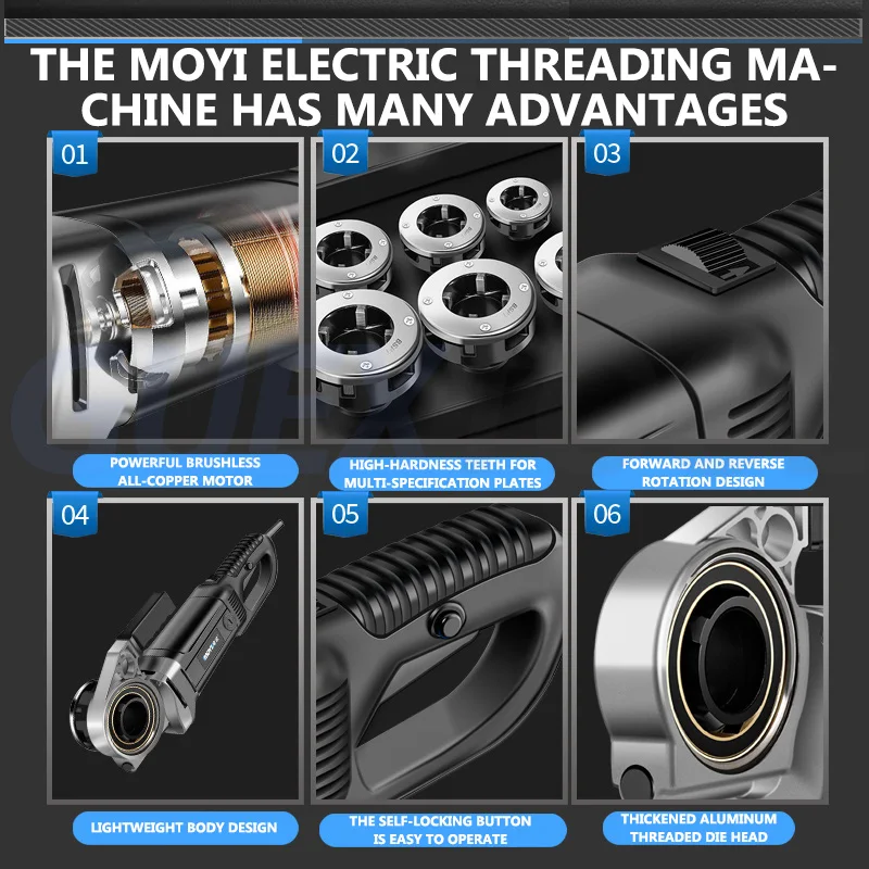 2200W Handheld Galvanized Pipes Electric Threading Machine,Small Manual Twisting Plate Thread Cutting Tool,For Water Pipes