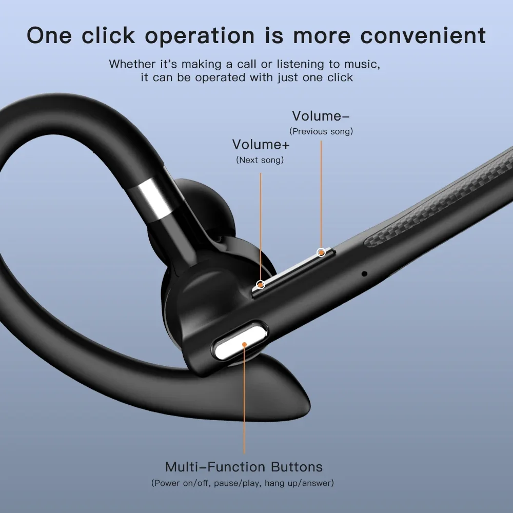 سماعة رأس بلوتوث 5.4 لاسلكية جديدة مع ميكروفون مزدوج لإلغاء الضوضاء سماعات أذن بدون استخدام اليدين لمكتب السائق