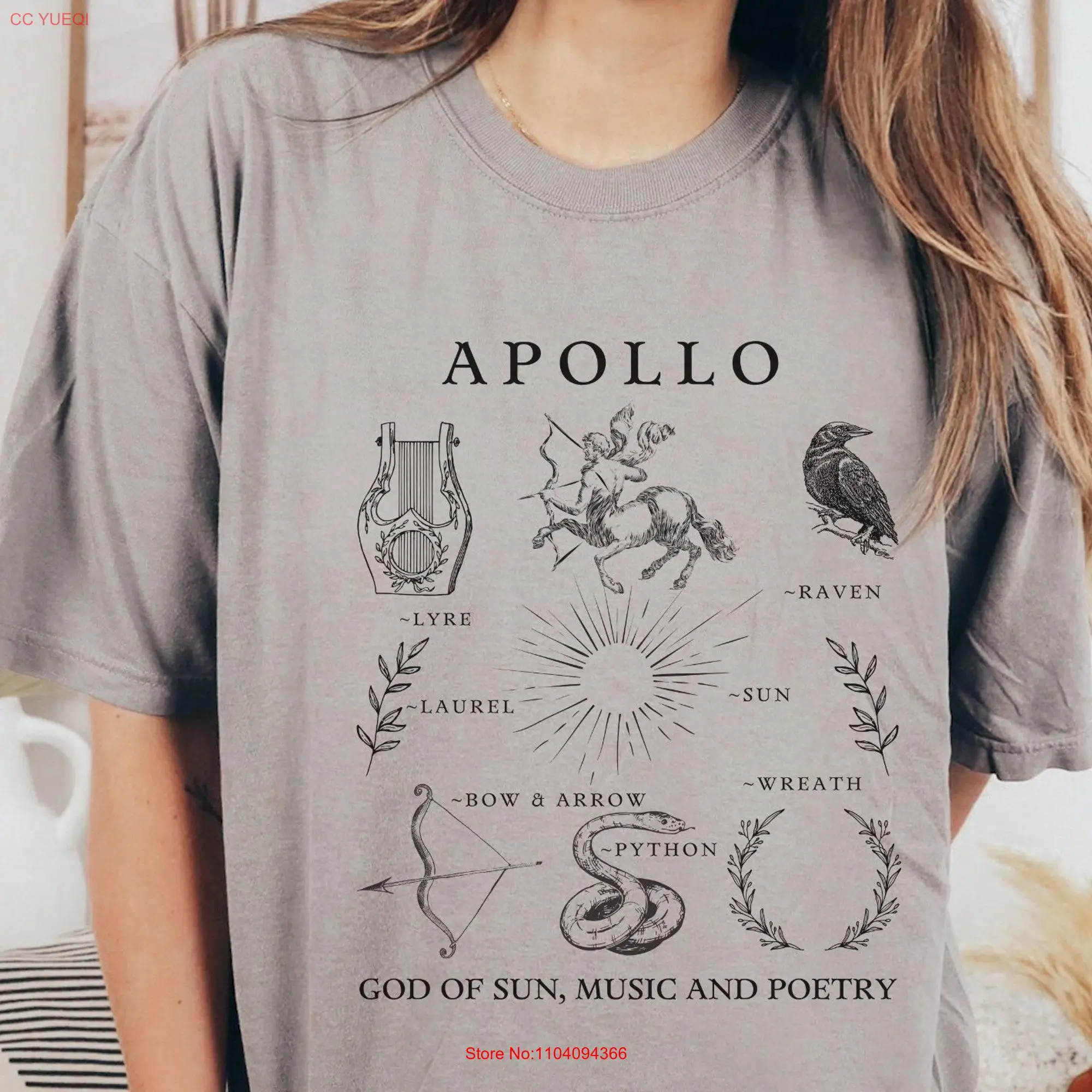 Apollo Greek Gods T Shirt Bookish Crewneck Light Academia God Apparel Mythology Cottage Core Merch long or short sleeves