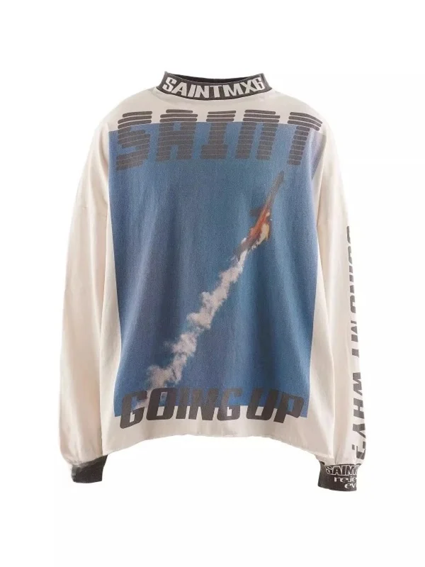 

Футболка Saint of Michael 24SS с длинным рукавом, повседневная, с круглым вырезом, с дизайнерскими вставками, из дышащего хлопка, для мужчин, весна-осень