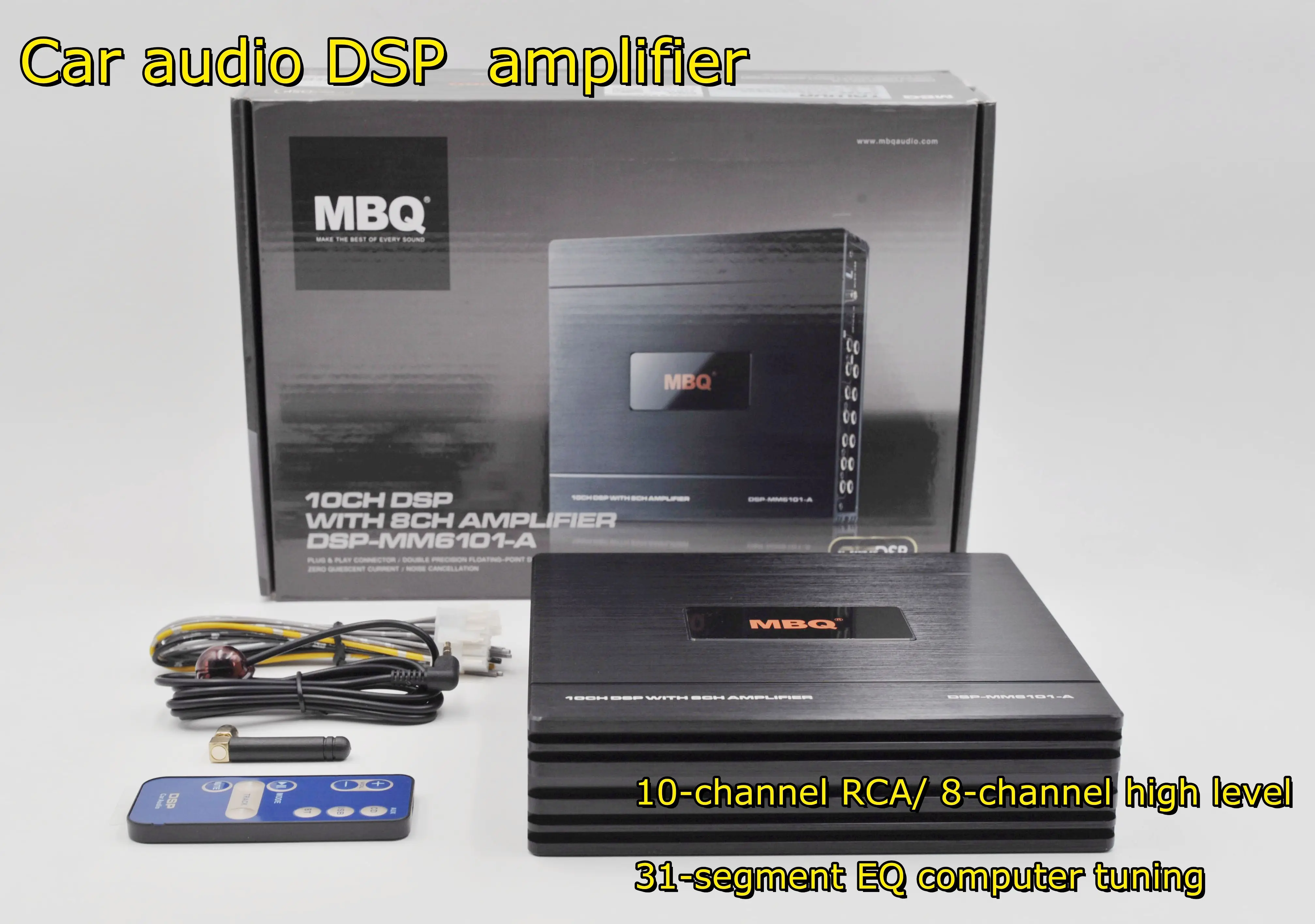 MBQ Car audio DSP amplifier 10-channel RCA/ 8-channel high level output / 31-segment EQ computer mobile phone debugging speaker