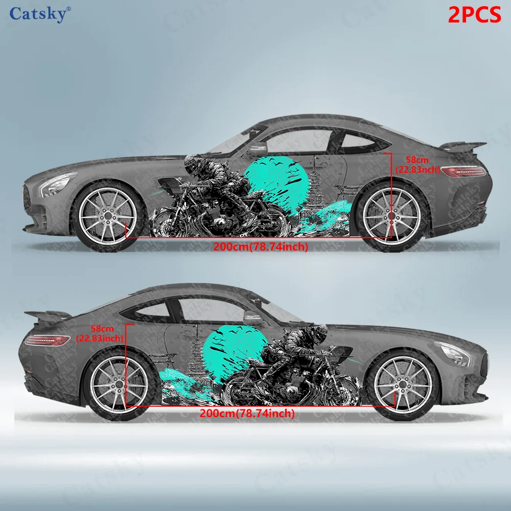 2pcs Fast-moving motorcyclists, tower stickers, suitable for cars and trucks, durable, fade-resistant, easy to install and remov