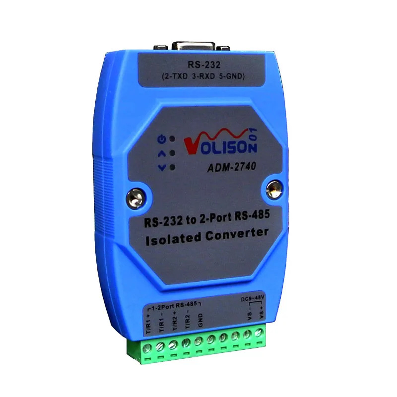 ADM-2740 Isolated RS232 to 2-Way 485 Converter 1 in 2 Out Hub Distributor Industrial Grade Lightning Protection Rail