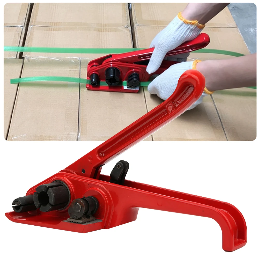 

Manual Tape Strapping Tensioner Red Sealless Combination Tool Binding Tool for 16~19mm PET/PP Tape Manual Binding Tool Tensioner