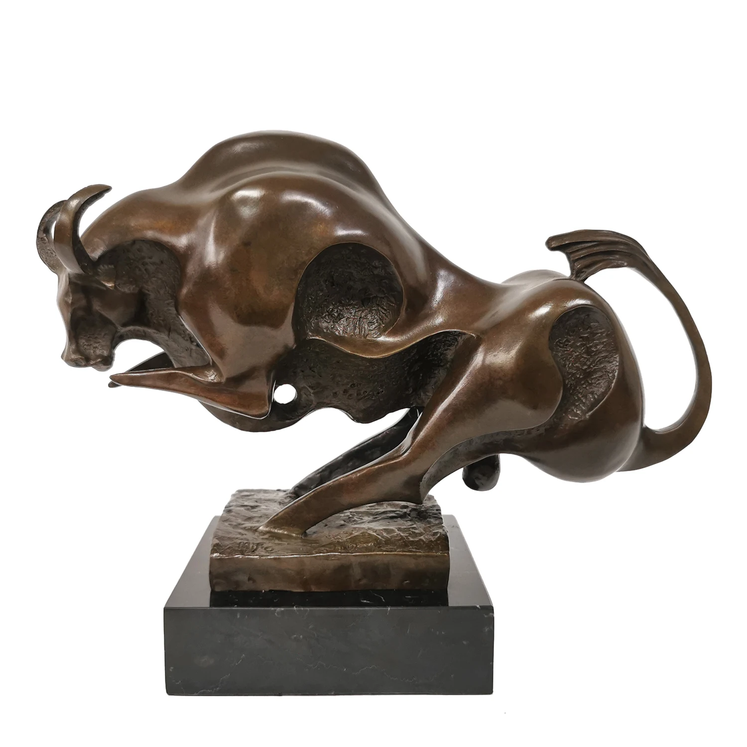 Bronze Abstract Bull Statue Animal Sculpture Art for Home Office Decoration Gorgeous Gifts