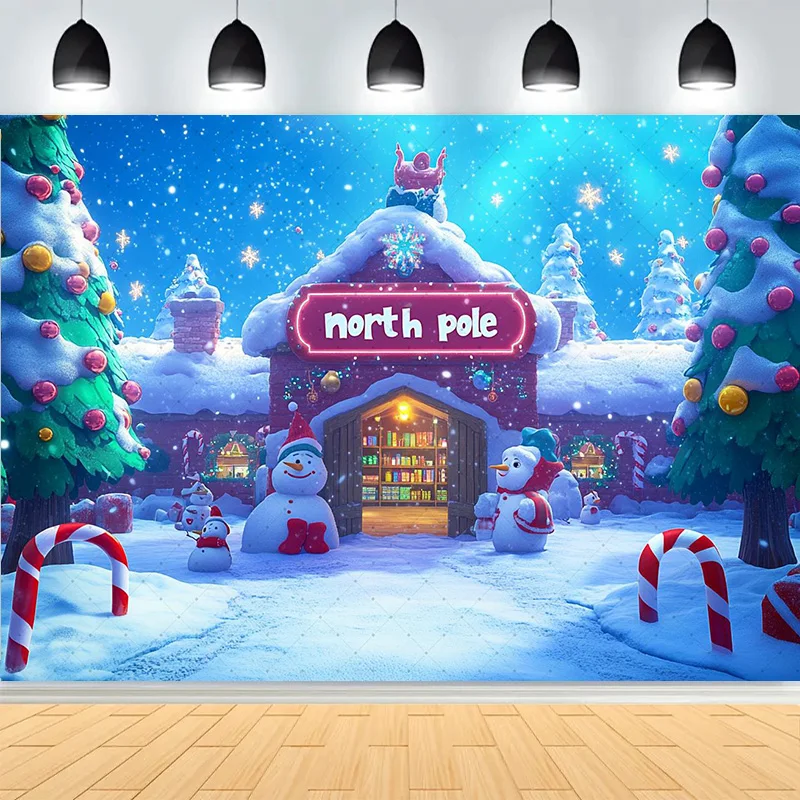 Winter Christmas Wonderland Festive Windows Photography Background Snowflakes Tree Birthday Party Photo Studio Backdrops EW-10