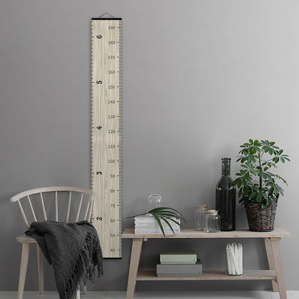 Realistic Wood Texture Height Chart Measure Ruler For Children Teenager Room Decor Modern Wooden Hanger Wallpaper Poster