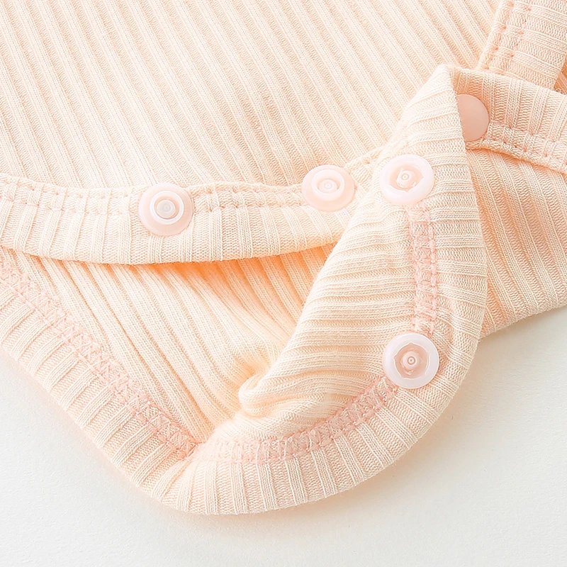 New Baby Girl Ruffle Sleeve Romper with Ribbed Design and Headband - view 5