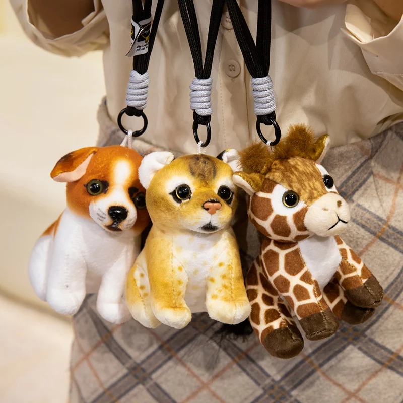 TreasuringU الكرتون الحيوانات ألعاب من القطيفة قلادة Kawaii النمر الأسد محشوة دمية لينة مفتاح سلسلة لطيف الزرافة بلوشي هدية الكريسماس