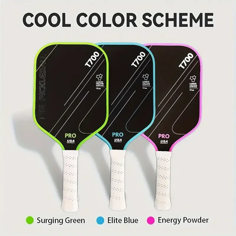 

T700 Raw Carbon Fiber Pickleball Paddle: Powerful Spin, Grit, and Balance with 16mm Profile and Textured Surface