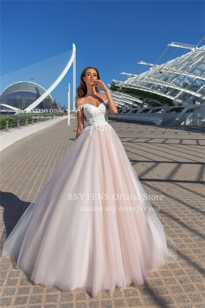 SSYTENS Elegant Princess Wedding Dresses For Bride Off Shoulder Beach Bride Dress Sleeveless Women Ball Bridal Gown Customized