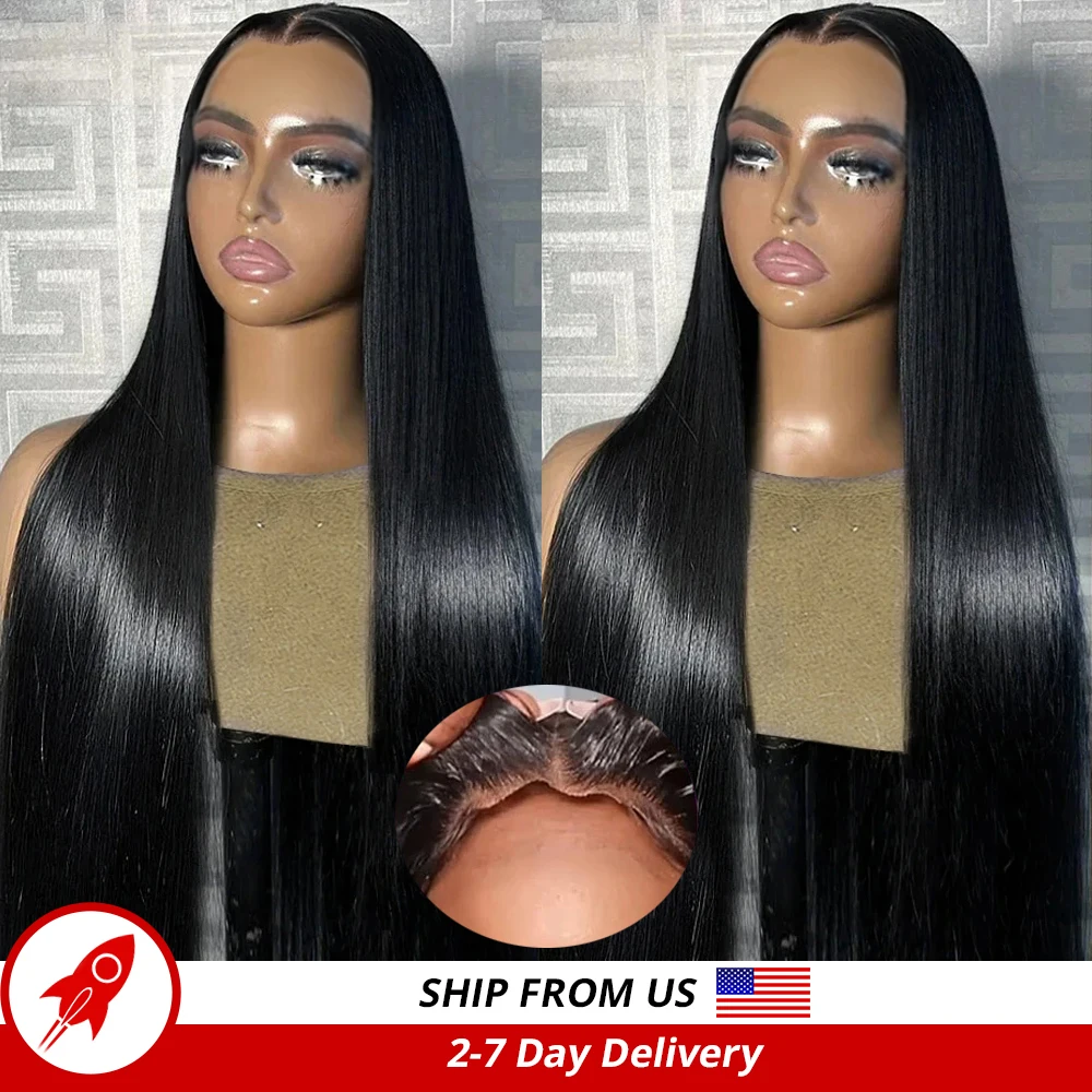 Glueless Human Hair Wigs Ready To Wear Glueless Straight 13x4 HD Lace Frontal Human Hair Wig 7x5 Hd Lace Closure Wig