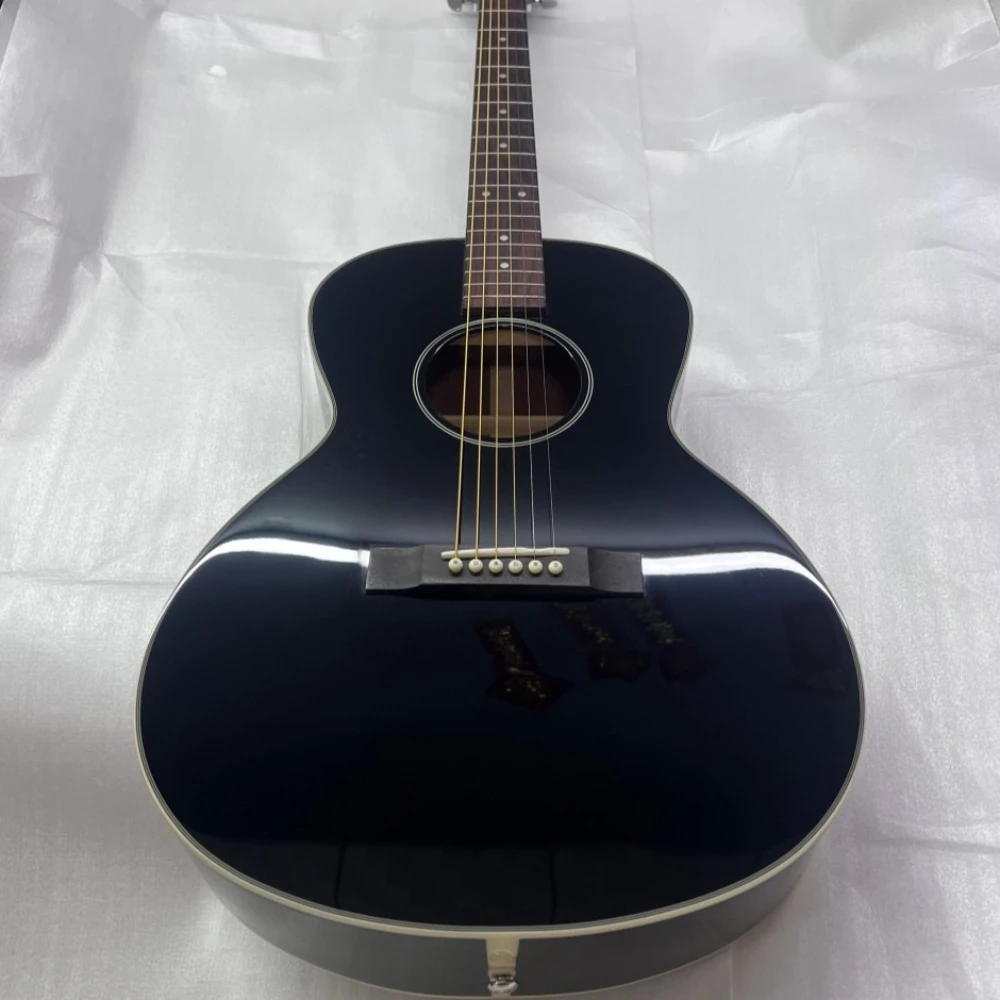 38 Inch Black Acoustic Guitar, Mahogany Back/side, 6 Strings, Solid Spruce Top, 20 Frets