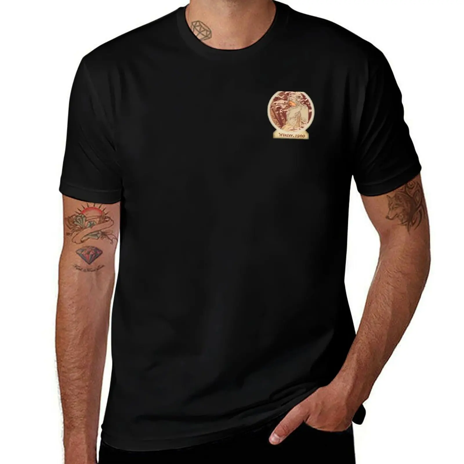 

Alphonse Mucha | The Four Seasons | Winter, 1900 (Shoulder Design) T-Shirt T-shirts man Anime t-shirt t shirts for men