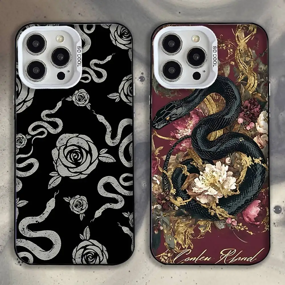 

Black Snake Phone Case For iPhone 16,15,14,13,12,11,Pro,XS,Max,Plus,Mini,SE White Candy Matte Shockproof Cover