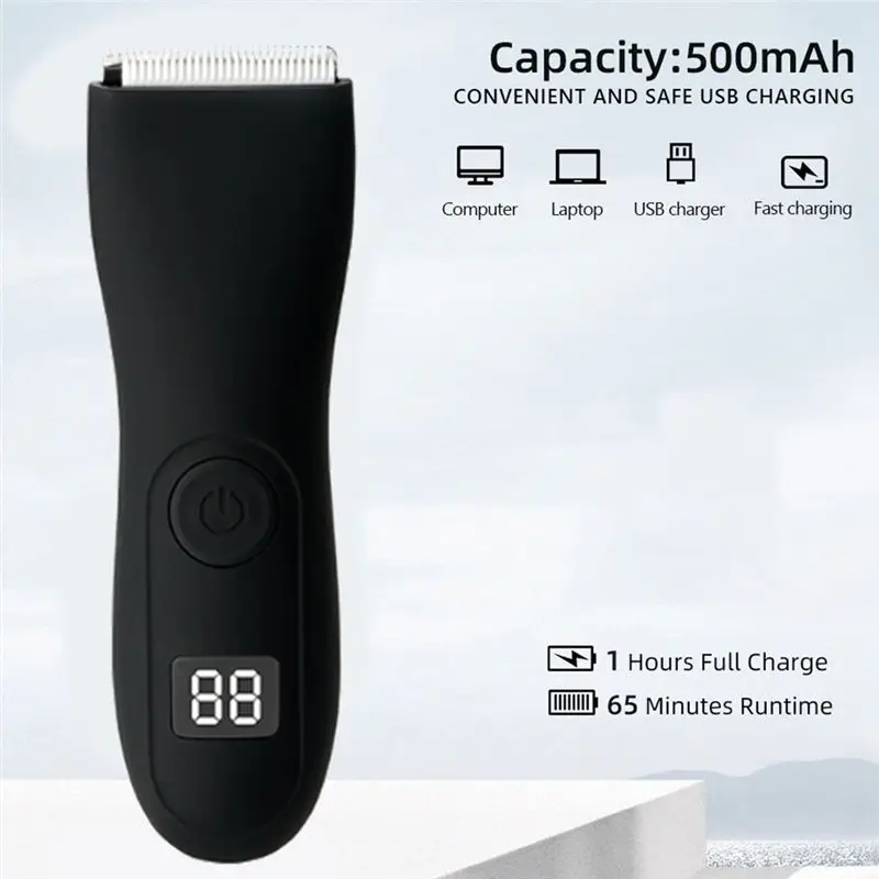 

Electric Groin Hair Trimmer Body Groomer Shaver for Men Waterproof Wet/Dry Clippers Male Face Beard