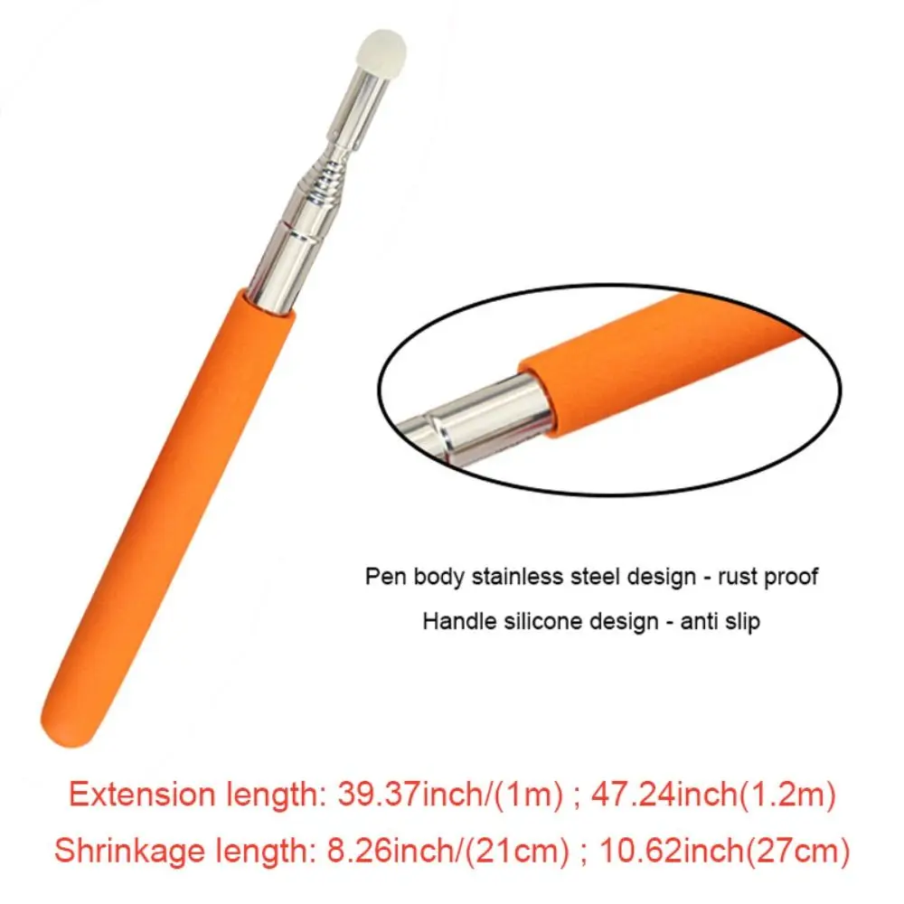 1m/1.2m Retractable Teaching Stick Whiteboard Touch Screen Pointer Stainless Steel Telescopic Rod Handheld