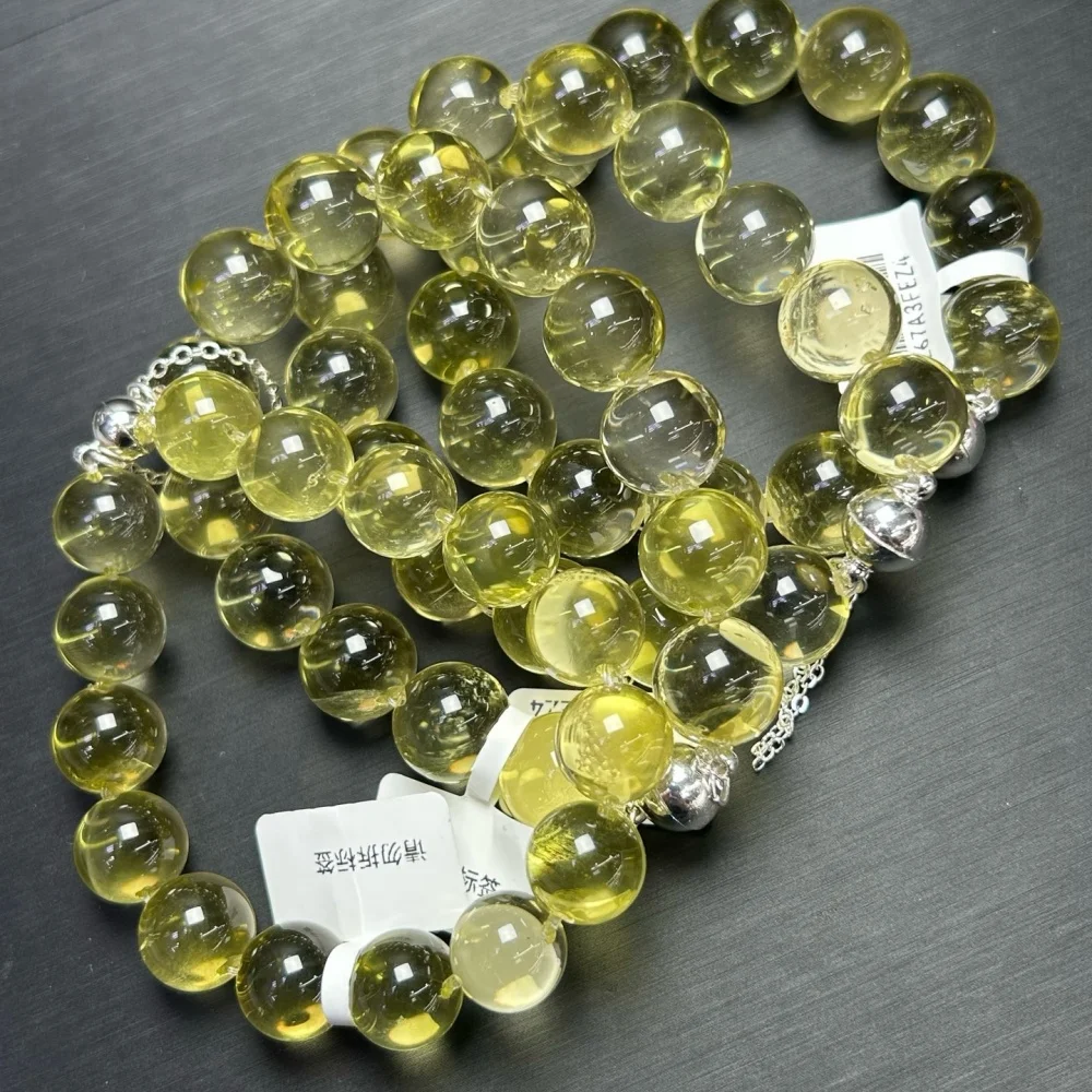 1PCS 12MM Natural Citrine Bubble Quartz Bead Bracelet for Women Fashion Charm Crystal Healing Energy Gemstone Yoga Jewelry