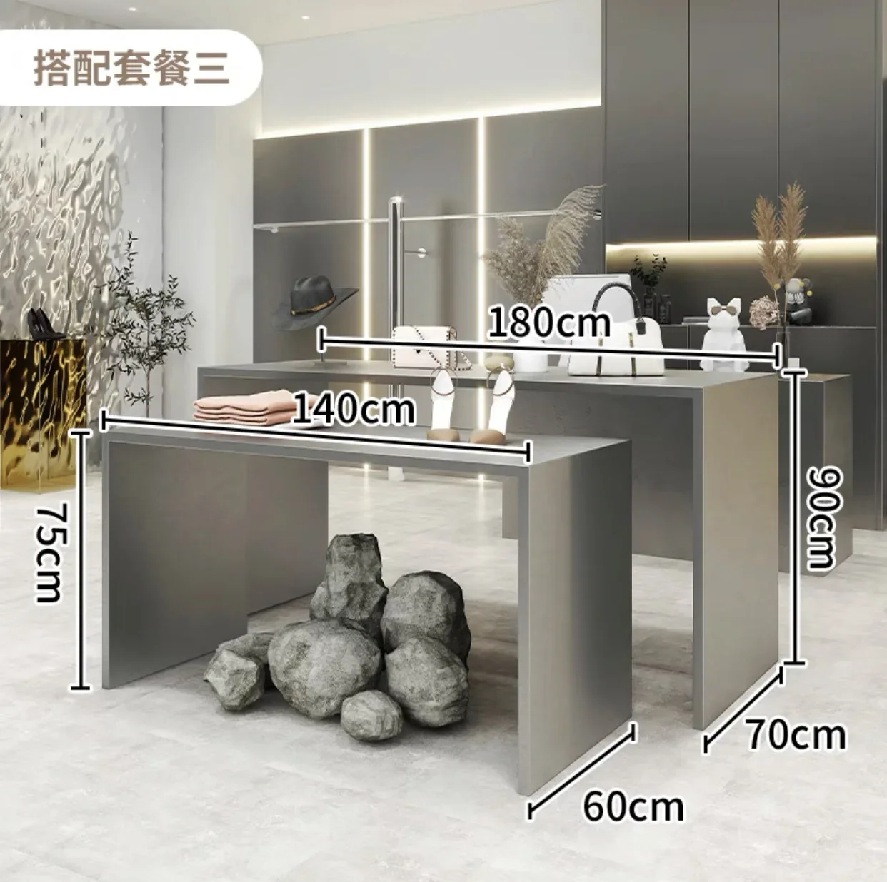 Clothing store stainless steel display Zhongdao platform display table women's clothingstore jewelry shoe bag rack acrylic tabl