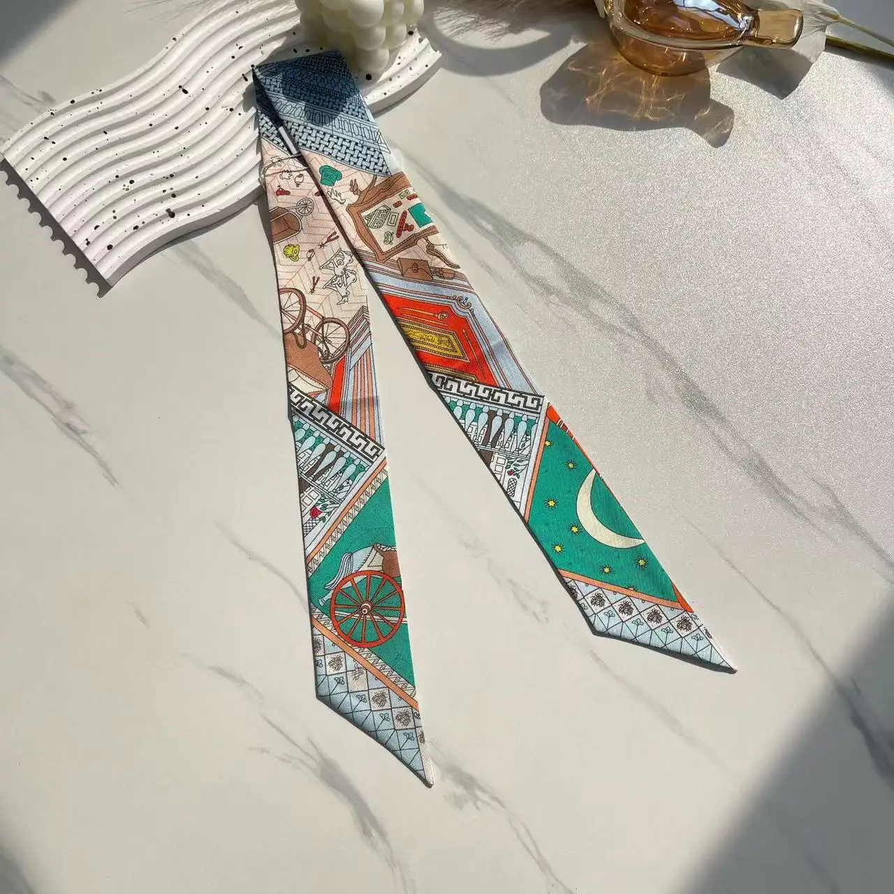 بطاقة التارو سلسلة غاسل وشاح حريري حك وشاح الزخرفية عقال رقيقة وضيقة قطاع وشاح حريري صغير تعادل حقيبة بالجملة #5