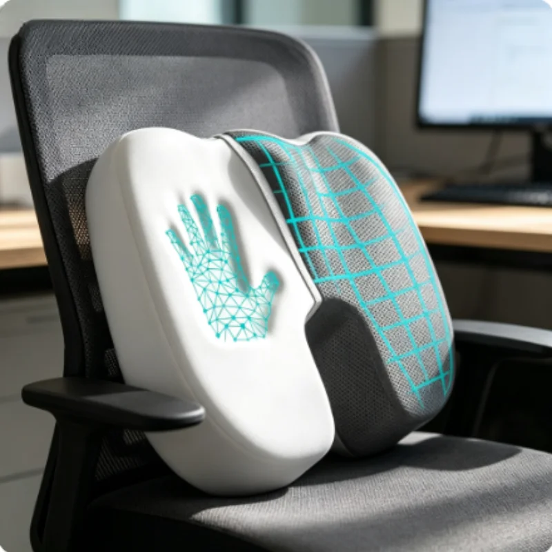 Ergonomic Memory Foam Seat Cushion, Hemorrhoid Relief Butt Pad for Sedentary Users, Home Office & Student Chairs