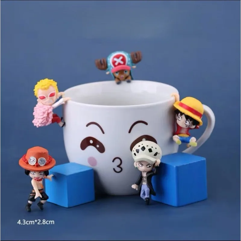 One Piece The Edge of Cup Series Gashapon Toy Luffy Ace Law Doflamingo Ornament Doll Mini PVC Figures Model Toys Gifts