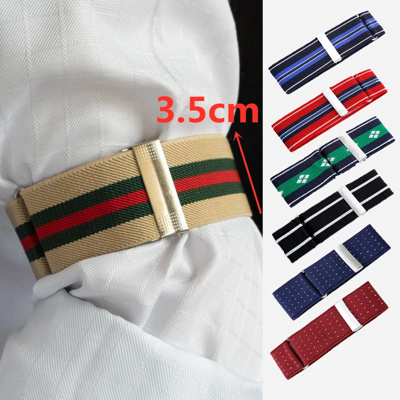 Braccialetti unisex elastici da 3,5 cm Giarrettiera per maniche Regali regolabili Supporti per maniche per camicia Gemelli Accessorio per sposo da matrimonio aziendale
