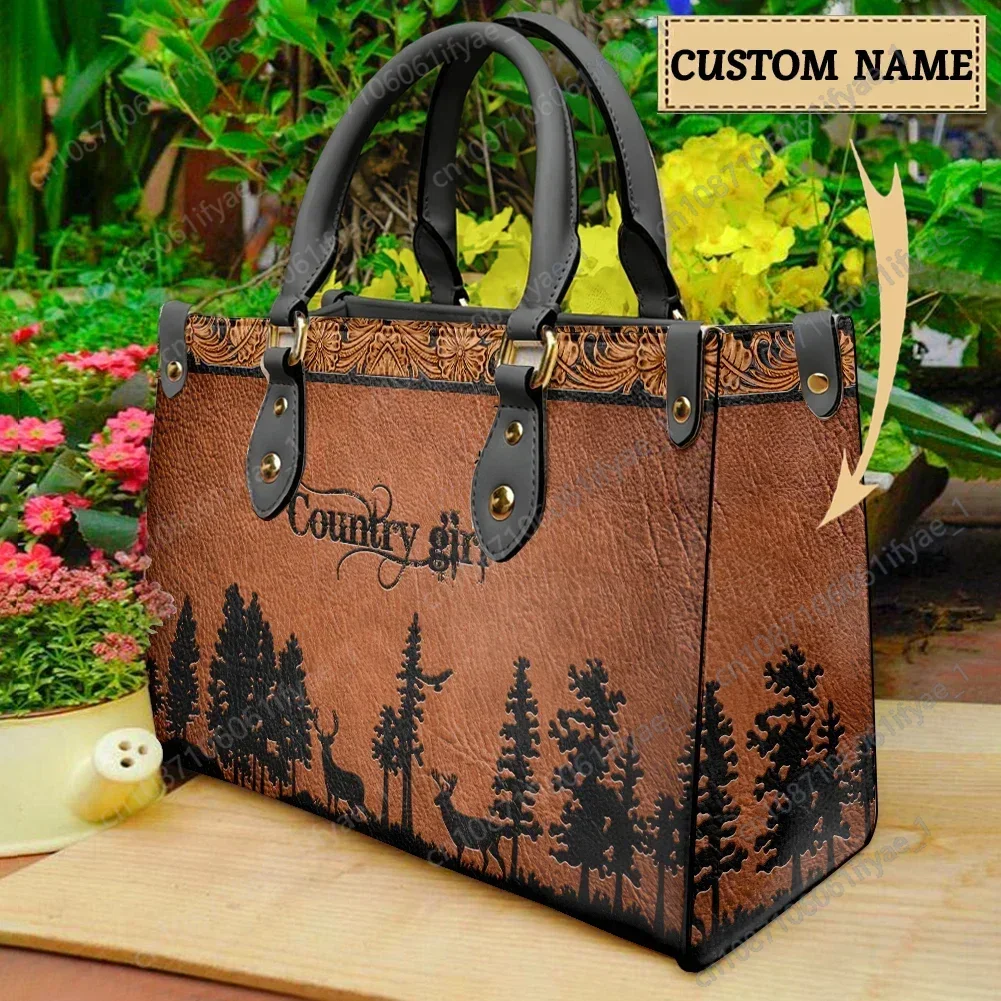 Country Girls Fun Elk Savage Retro Design Top-Handle Shoulder Bags PU Leather Casual Saddle Bag Fashion Ladies Portable Handbags