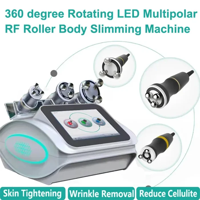 3 in 1 Radio Frequency 360 Degree Automatic Rotating Vibration Led Light RF Body Slimming Face Lifting Skin Tightening Machine