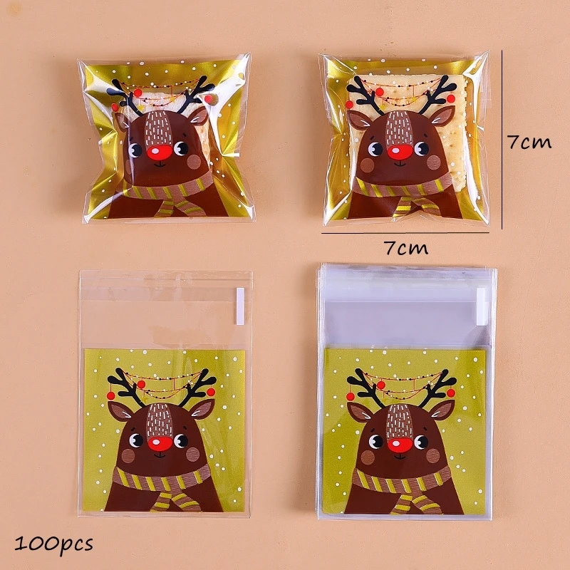 Christmas Cartoon Deer Candy Bags Cookie Boxes Lollipop Cards Merry Christmas Party Decorations DIY Baking Packaging Supplies