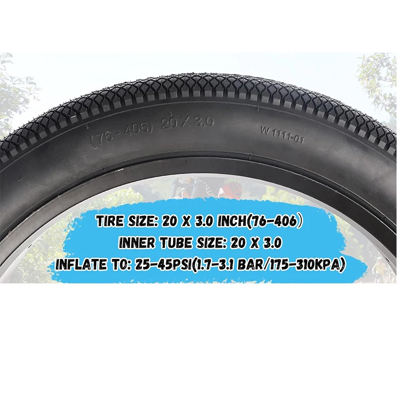 ZUKKA 20/24/26X 3.0Inch Bike Fat Tire E-Bike Tire Bicycle Tyre Folding Tires Compatible with Wide Mountain Snow Electric Bike