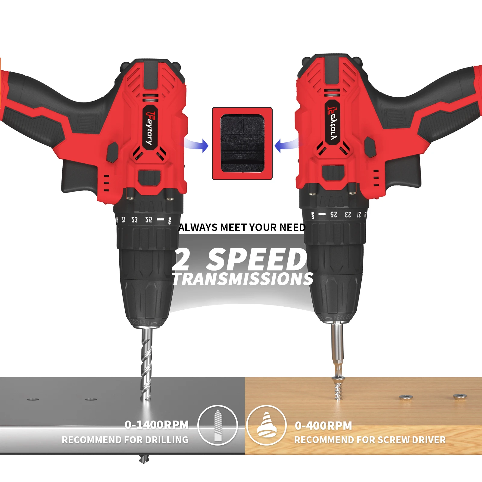 BRIEFNESS Taladro Inalámbrico 21V 25 1 Ajuste de Par con 2 Baterías 29 Accesorios, 2 Luces de Trabajo LED de Velocidad Variable DIY para el hogar