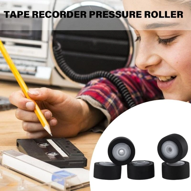 5PCS Cassette Tape Recorder Pinch Roller Wheel Rubber Pressure Belt Pulleys Set