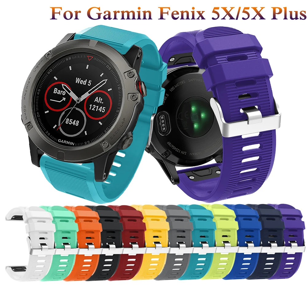 

26mm Watchband for Garmin Fenix 5X 5X Plus 3 3 HR Watch Quick Release for Garmin Fenix 6X soft Silicone Easy fit WristBand Strap