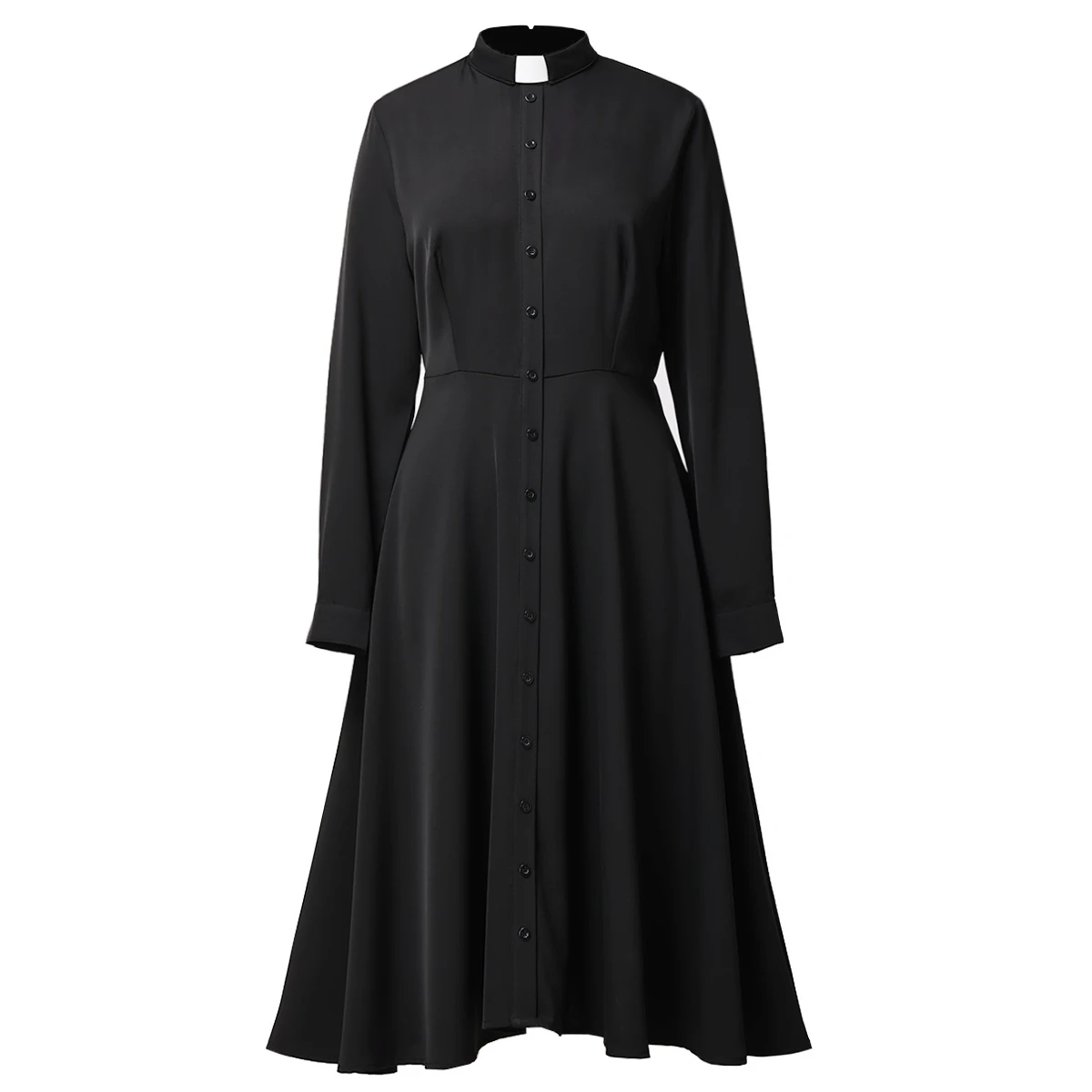 Priest Tab Collar Clergy Dress for Women Black White Church Costume