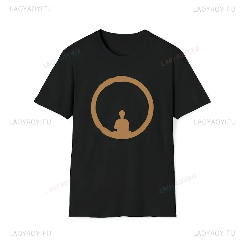 Enso Circle Buddhism Meditating Buddha Cotton Tshirt Yoga Meditation Shirts Zen Tshirts Unisex Softstyle T-Shirt Spiritual Tees