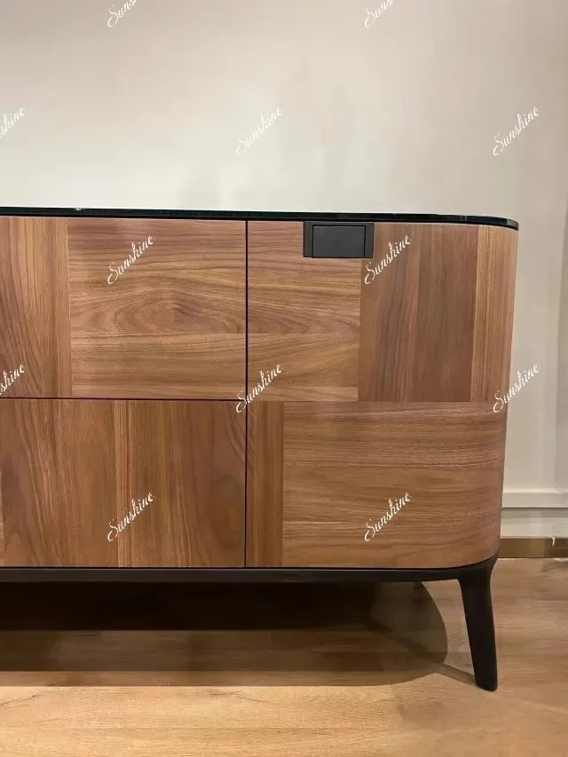 

Italian wabi-sabi wind parquet entrance cabinet modern simple storage natural marble side cabinetXX